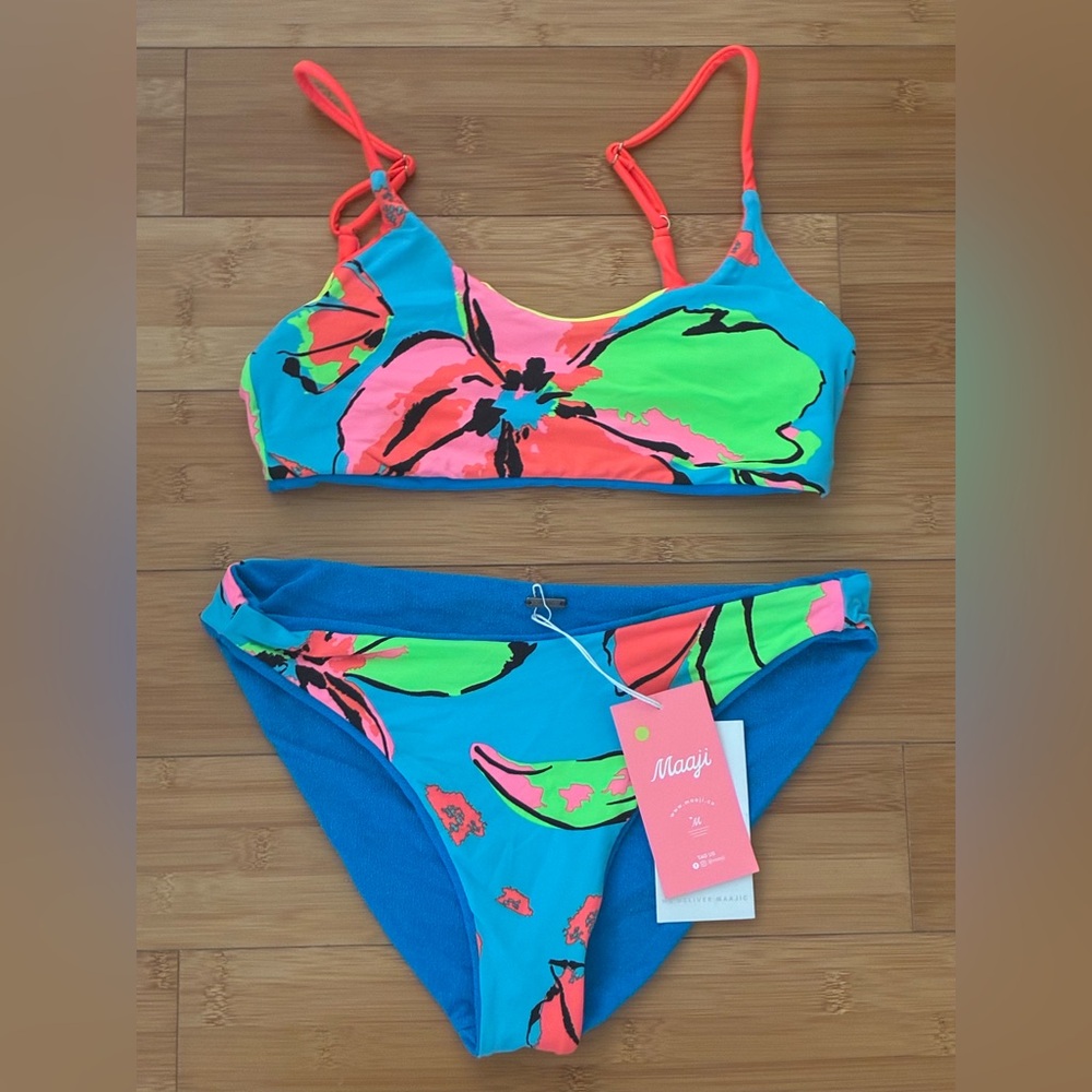 Maaji Blue and Pink Reversible Bikini Set Swimwear